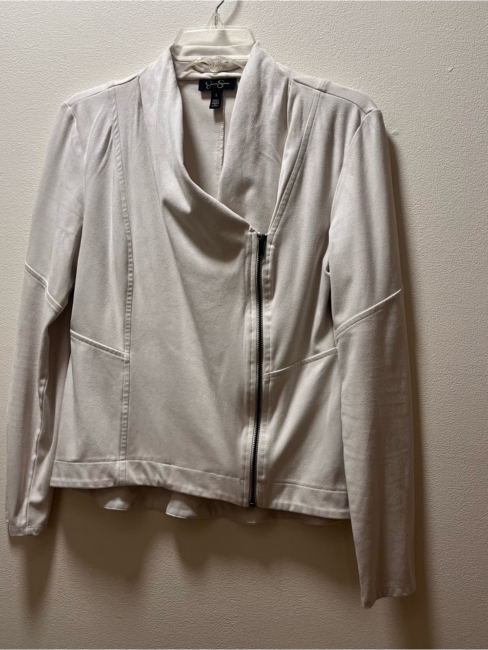 Jessica Simpson Boho Chic Asymmetrical Zip Blazer/Moto Faux Suede Jacket, Sz S